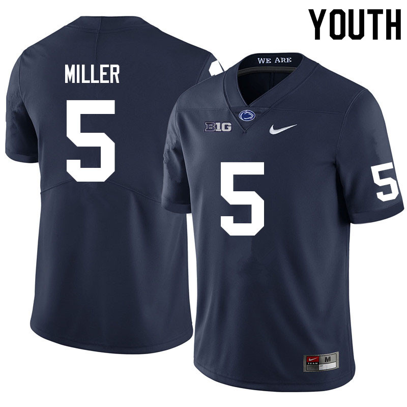 Youth #5 Cam Miller Penn State Nittany Lions College Football Jerseys Sale-Navy